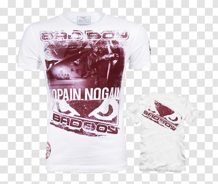 T-shirt Футболка Bad Boy Script T Shirt By MMA Fightwear Clothing - White - No Pain Gain Transparent PNG