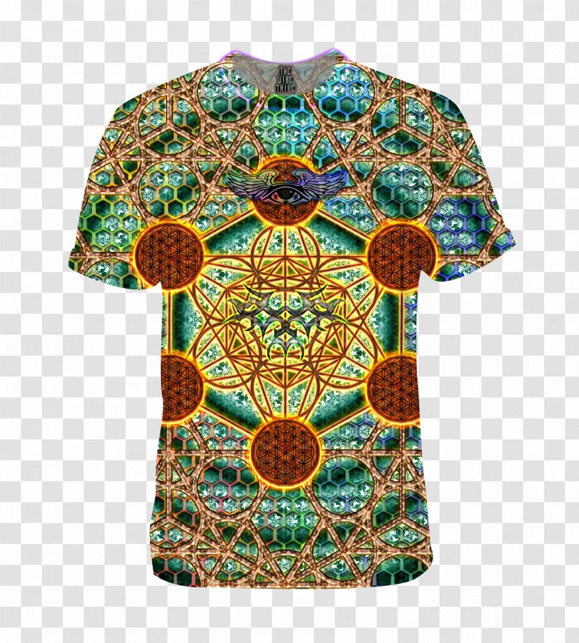 Sleeve T-shirt Blouse Turquoise - Sacred Geometry Transparent PNG