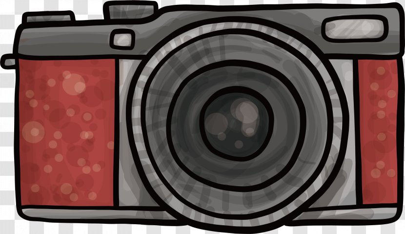 Mirrorless Interchangeable-lens Camera Watercolor Painting Lens - Accessory - Red Hand-painted Transparent PNG