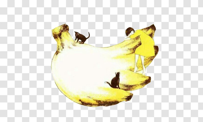 Banana Art Idea Illustrator Illustration - Drawing - Kitten Under A Combination Of Hand Painting Bananas Transparent PNG