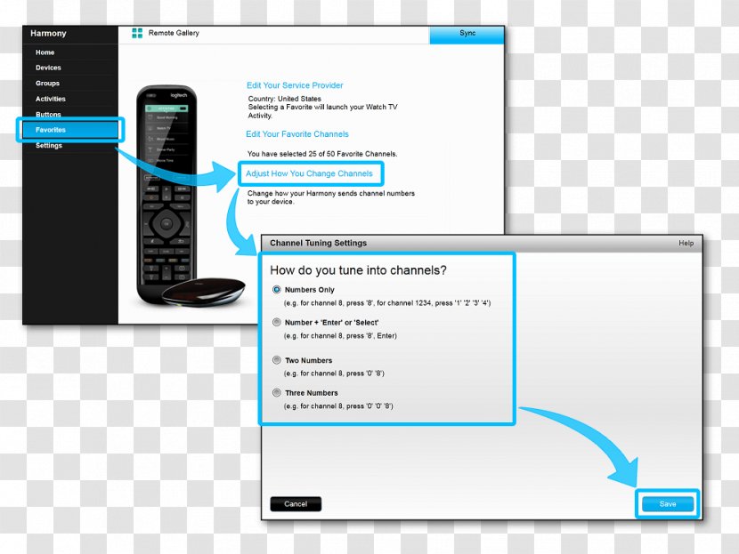 Television Channel Logitech Harmony Broadcasting Remote Controls - Text - Tuning Switch Transparent PNG