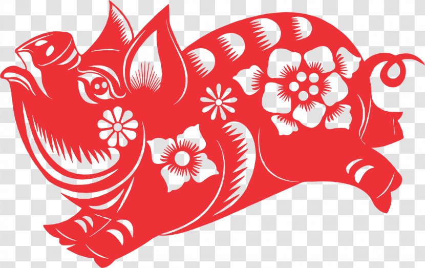 Illustration Papercutting Chinese New Year Pig Paper Cutting - Art Transparent PNG