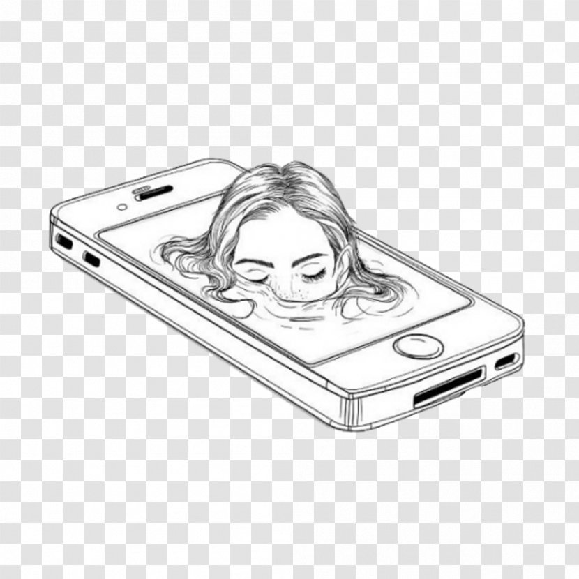 Drawing Sketch Image Illustration Art - Figure - Iphone Outline Transparent PNG