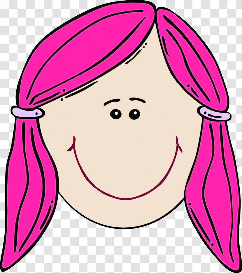 Cartoon Brown Hair Drawing Head Hair Smile Transparent PNG