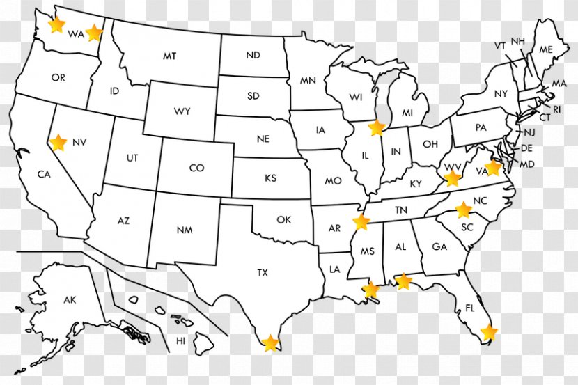 United States Of America U.S. State Blank Map World - Line Art Transparent PNG