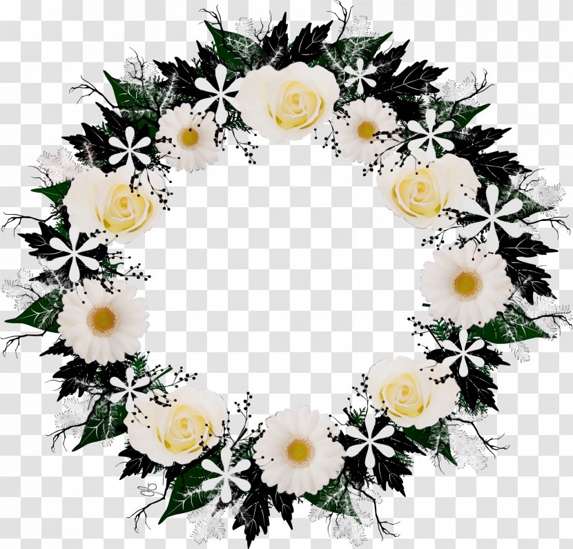 Watercolor Christmas Wreath - Mayweed - Artificial Flower Wildflower Transparent PNG