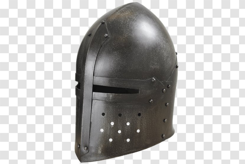 Helmet Middle Ages Great Helm Components Of Medieval Armour Knight - Combat - Sugar Loaf Transparent PNG