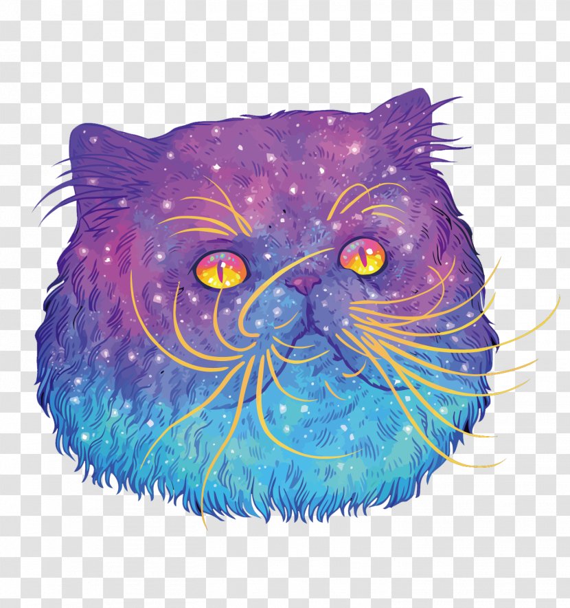 Cat Felidae Illustrator Art Illustration - Galaxy - Vector Star Sky Head Transparent PNG