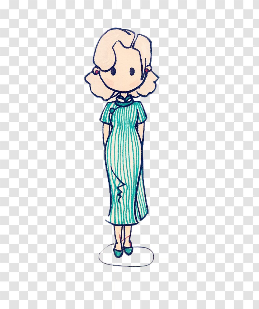 Woman Cheongsam Clip Art - Watercolor - Lovely Wearing A Transparent PNG