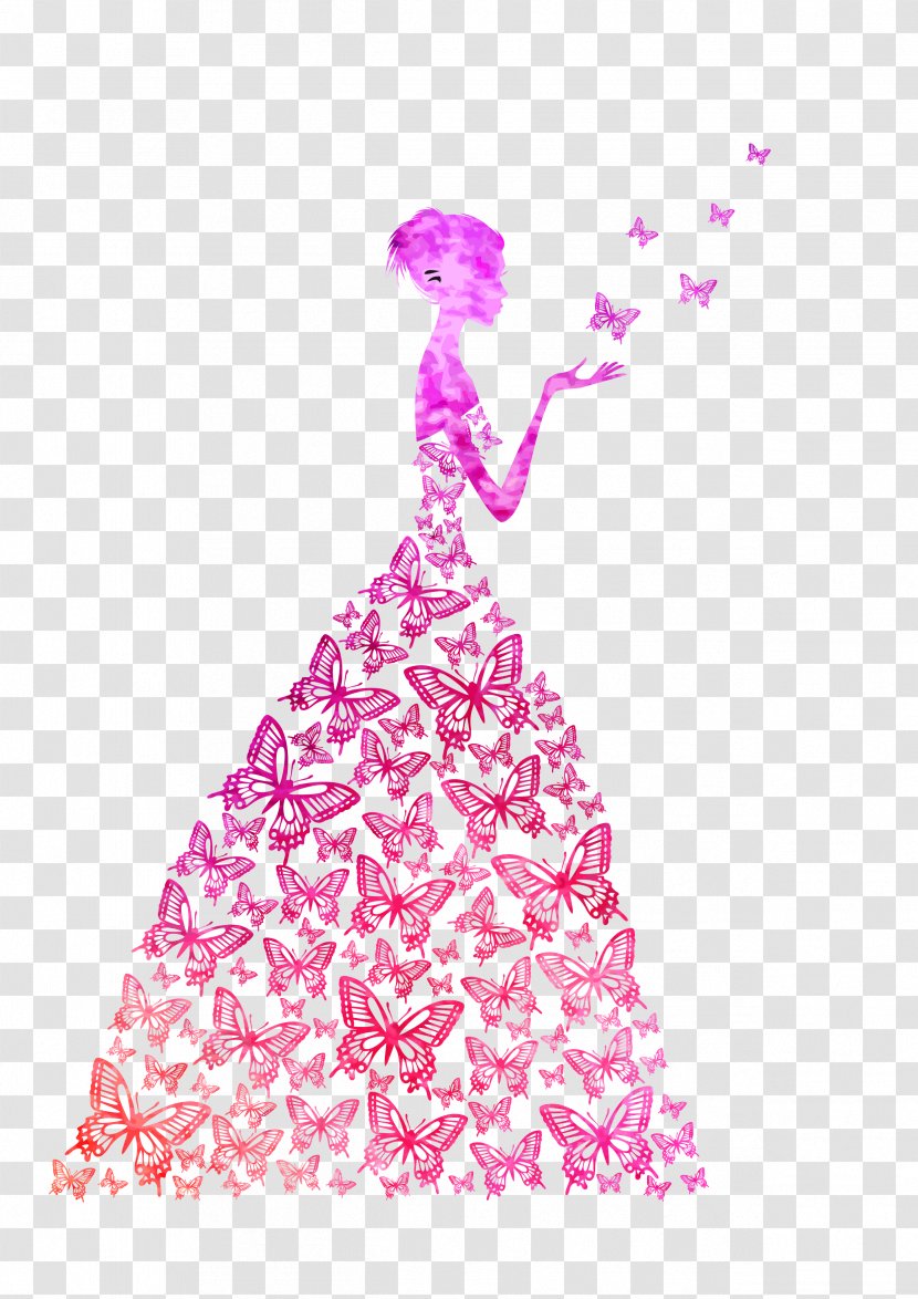 Royalty-free Illustration - Pink - Silhouette Bride Transparent PNG