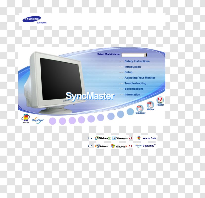 Computer Monitors Product Manuals Adobe Reader Samsung SyncMaster 710T 510N - Syncmaster 941mp - First Aider Transparent PNG