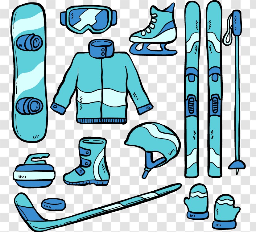 Skiing Winter Sport Ski Suit - Blue Transparent PNG