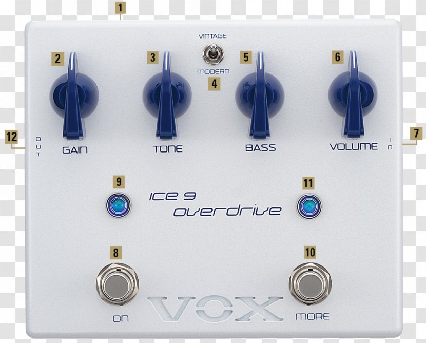 Distortion Ice 9 Effects Processors & Pedals VOX Amplification Ltd. Guitar - Silhouette Transparent PNG