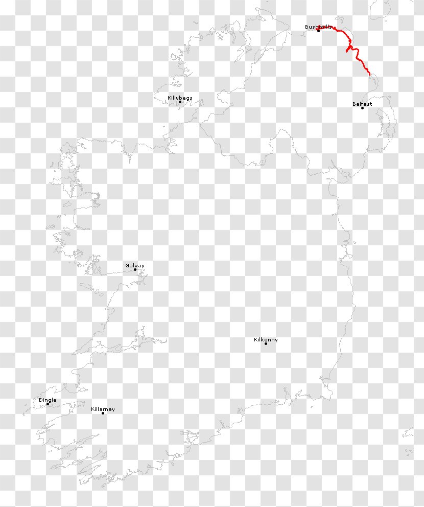 Ireland White Drawing Map Line - Irland Transparent PNG