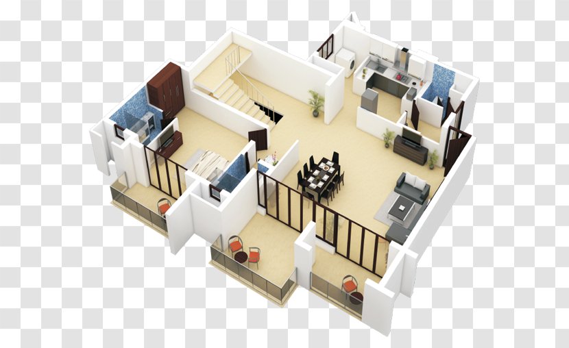 Apartment Duplex House Plan 3D Floor - Storey Transparent PNG