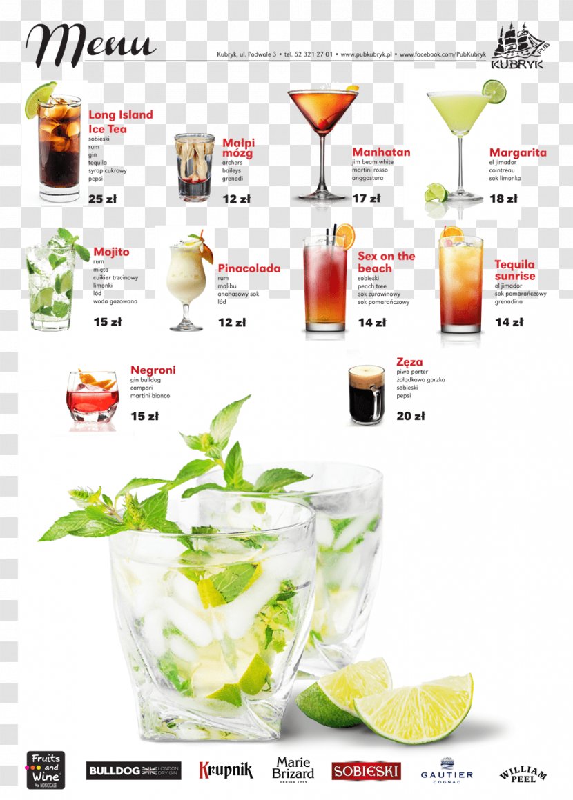 Cocktail Garnish Mojito Bacardi Pub Kubryk - Menu Transparent PNG