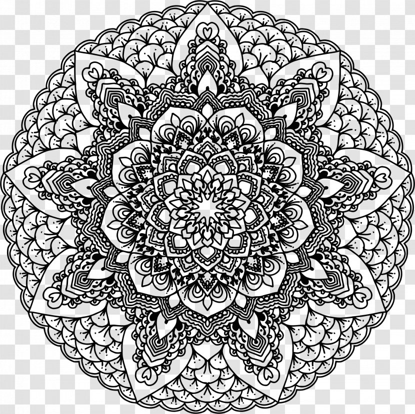 Mandala Coloring Book - Doodle - Black And White Transparent PNG