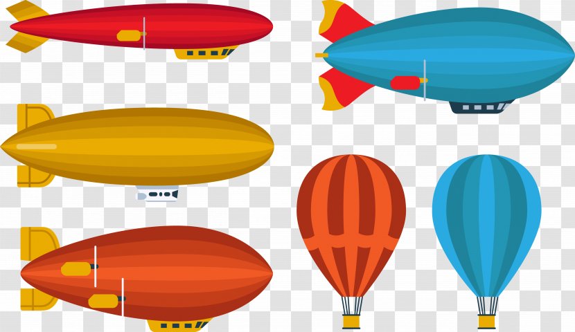 Hot Air Balloon Airplane Airship Rocket - Set Transparent PNG