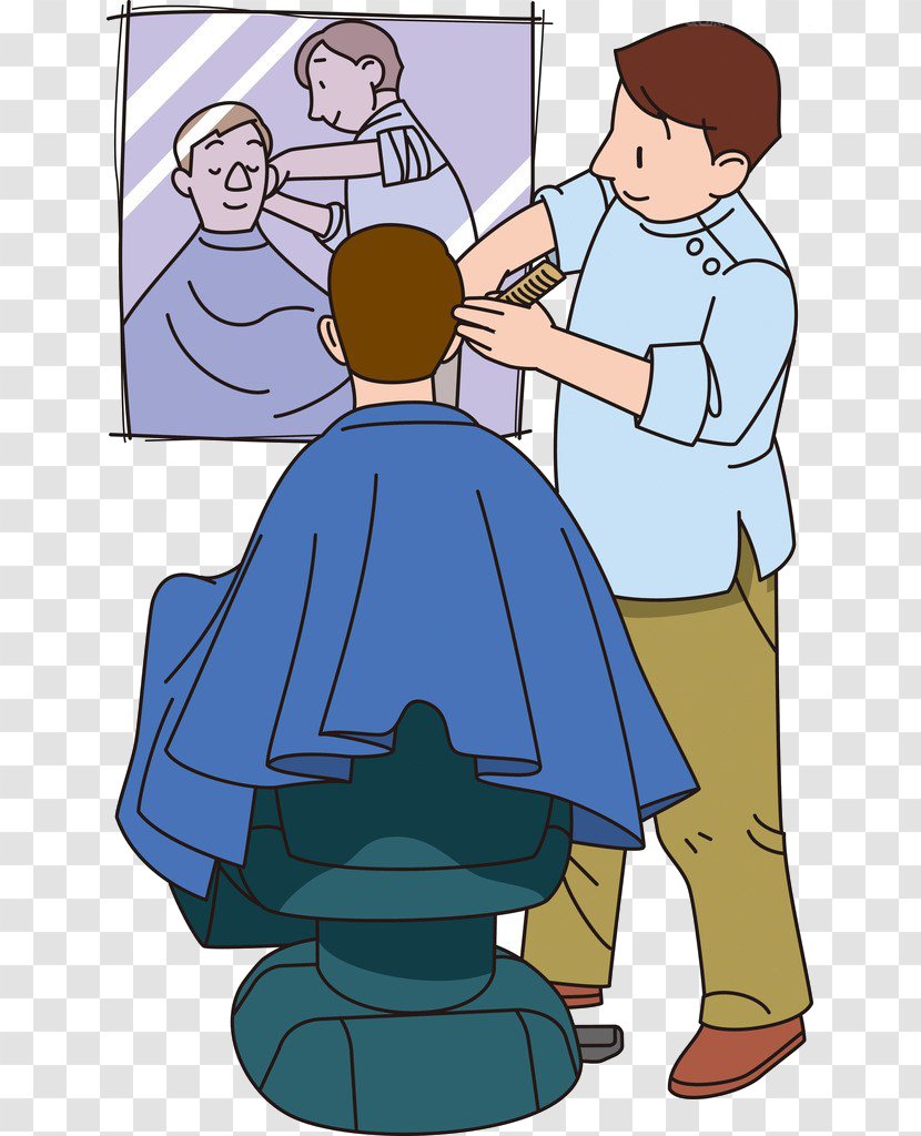 Barber Royalty-free Clip Art - Interaction - Cartoon Shop Haircut Transparent PNG