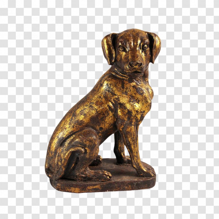 Dog Breed Bronze Sculpture Figurine - A With Gold Ingot Transparent PNG
