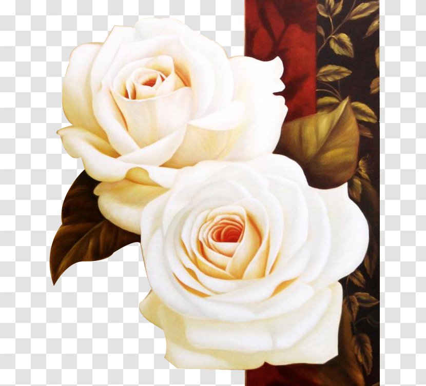 The Art Of Painting Oil Beach Rose - Petal - Creative White Roses Background Transparent PNG