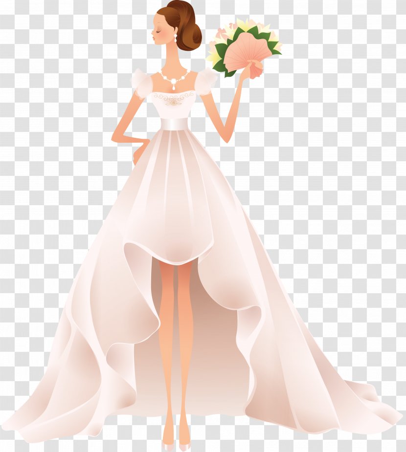 Contemporary Western Wedding Dress Bride - Watercolor Transparent PNG