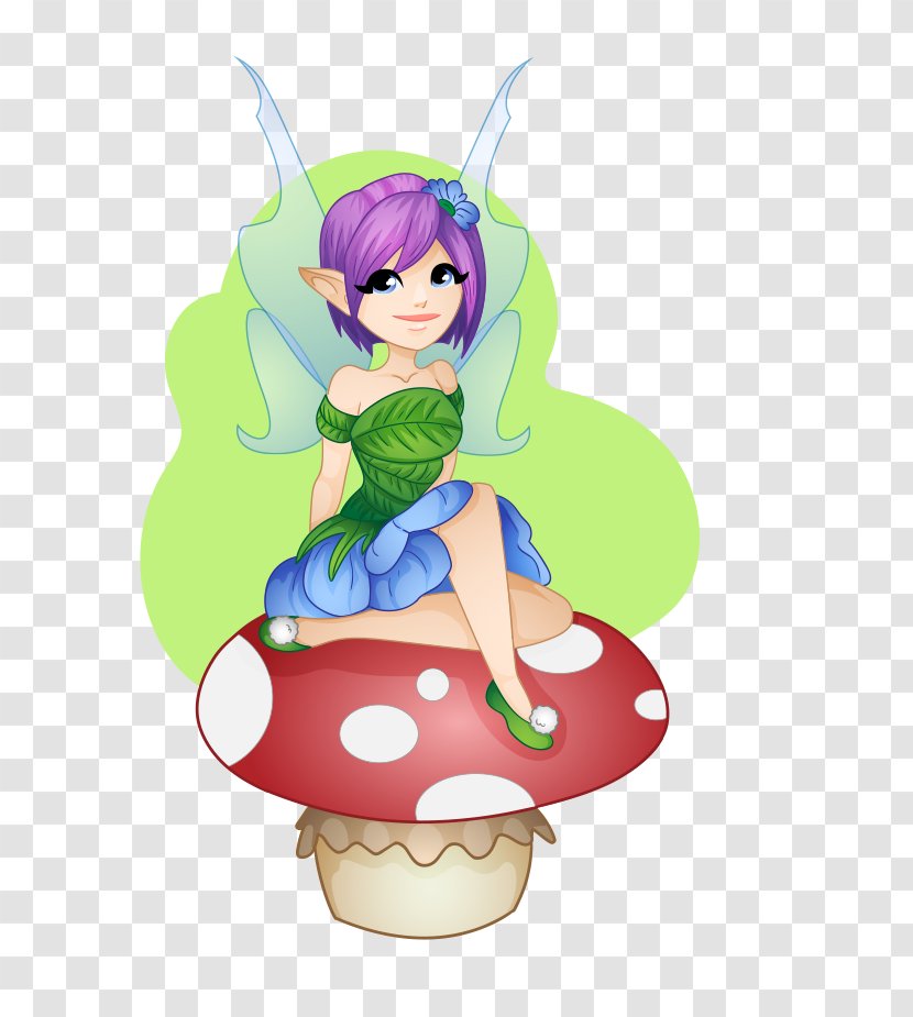 Fairy Cartoon Drawing Illustration - Flower - Hand-painted Forest Sitting On Mushroom Transparent PNG