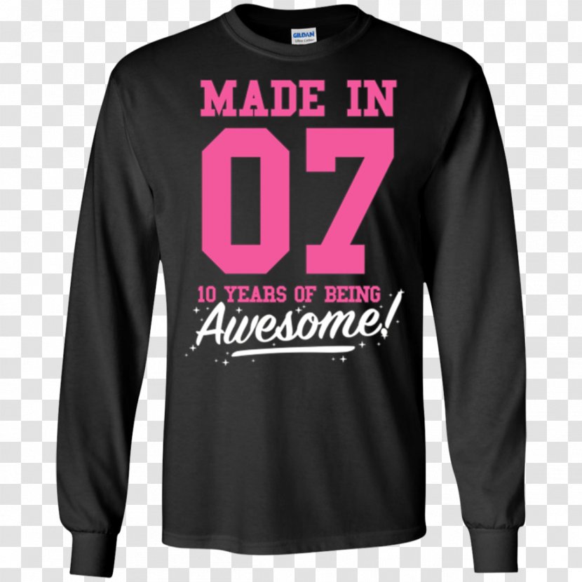 Long-sleeved T-shirt Hoodie Birthday - Top - 10th Transparent PNG