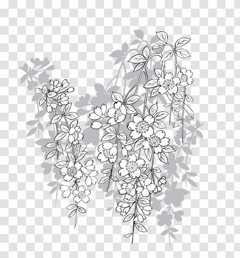 Cherry Blossom - Flower - Vector Gray Japanese Element Transparent PNG