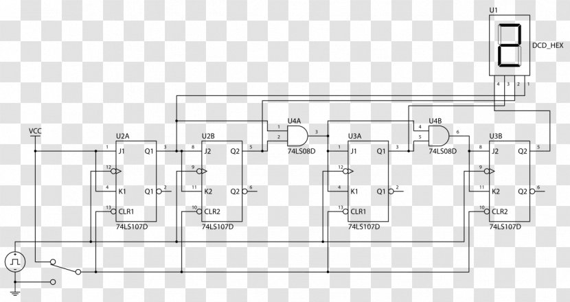 Circuit Diagram Counter Schematic Electronic 4-bit - Heart - COUNTER Transparent PNG