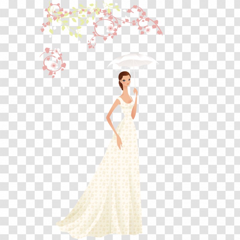 Wedding Dress Bride Euclidean Vector Photography - Heart - The Who Plays Umbrella Transparent PNG