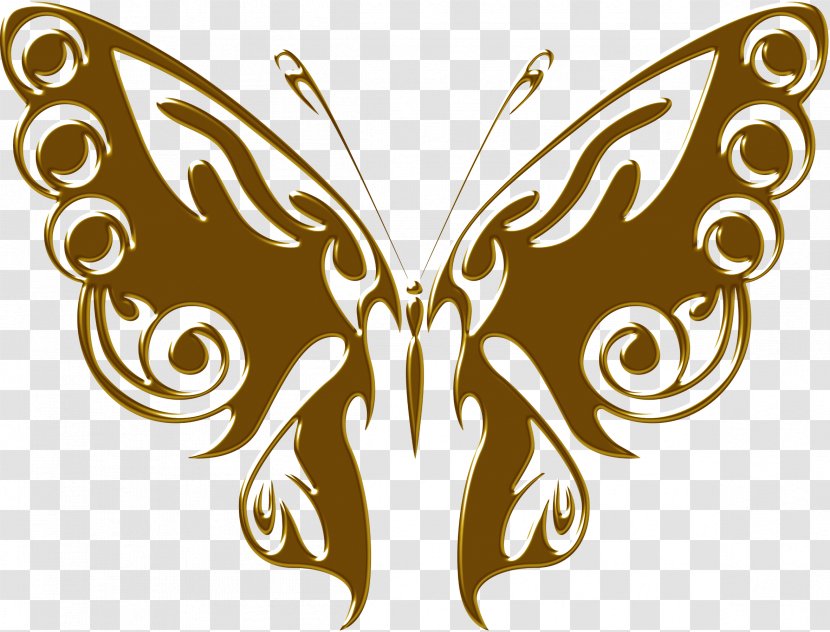 Butterfly Tattoo Drawing Clip Art - Wing - Golden Transparent PNG