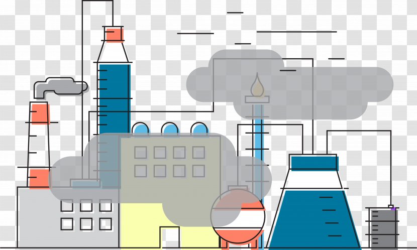 Air Pollution Industry - Cartoon - Industrial Vector Transparent PNG