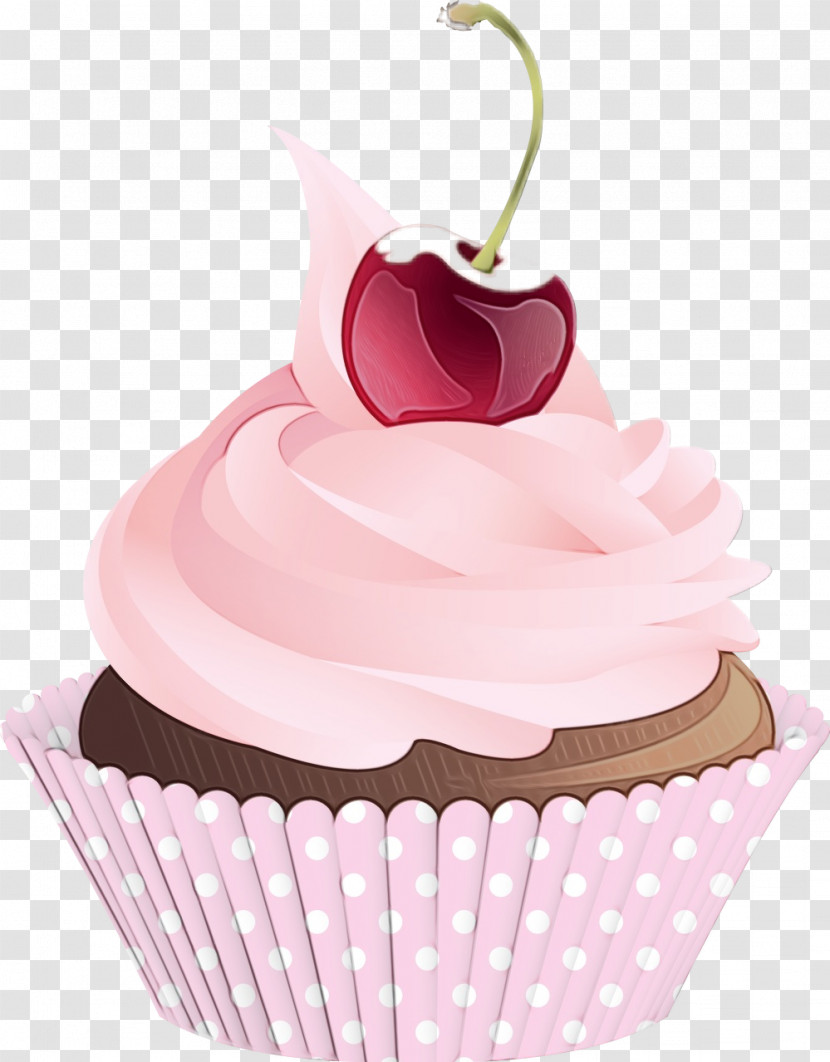 Cupcake Pink Cake Icing Food Transparent PNG