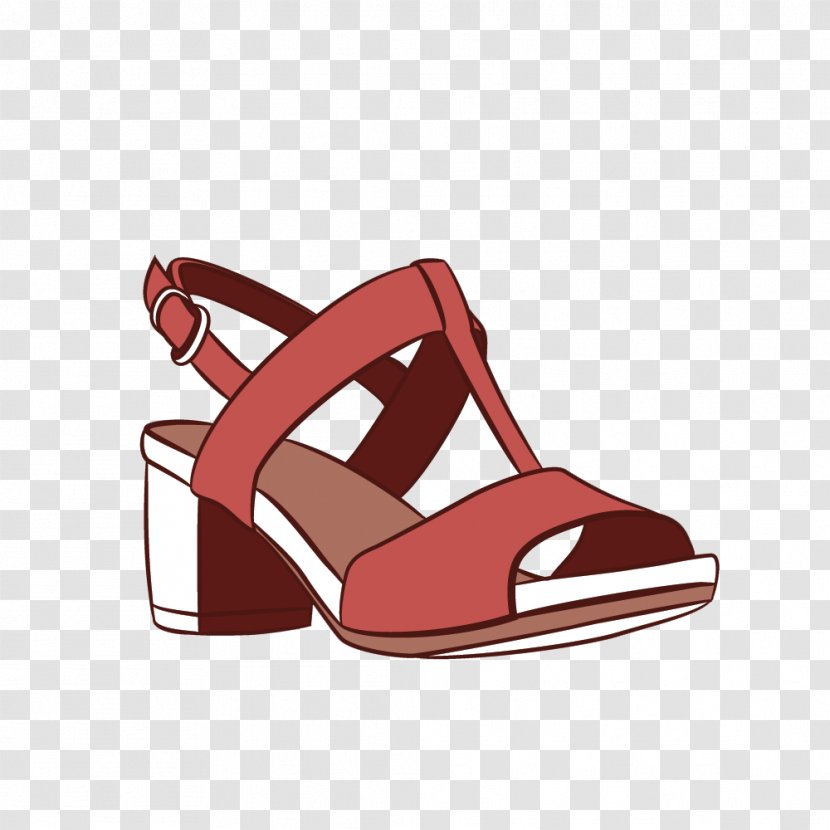Shoe High-heeled Footwear Sneakers Sandal - Outdoor - Vector Crude Low-heeled Sandals T Word Creative Transparent PNG