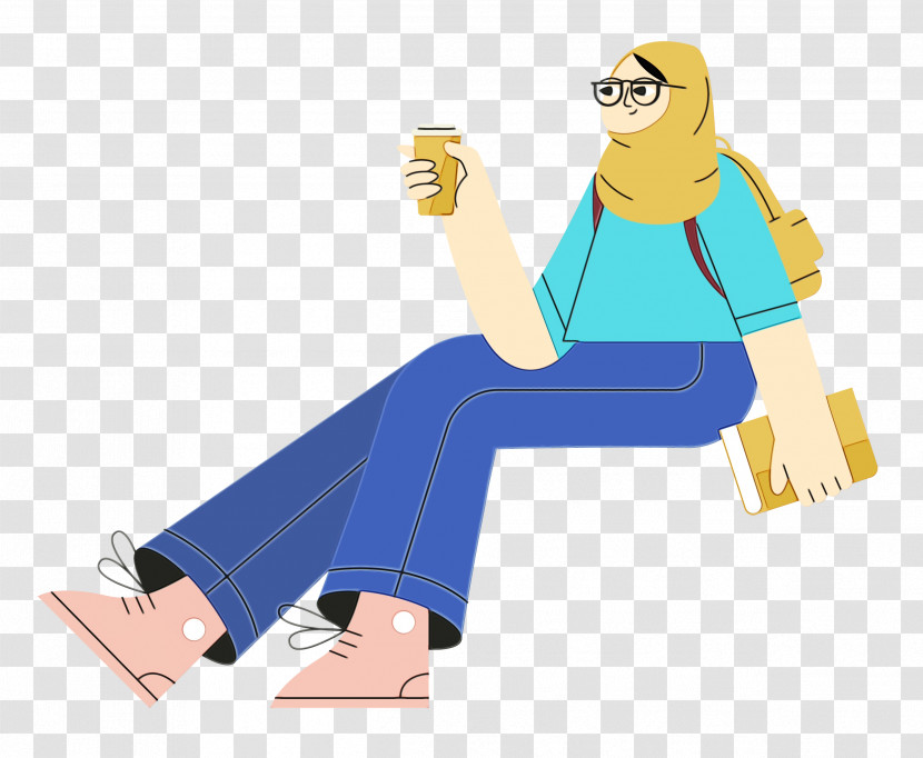 Cartoon Angle Line Sitting H&m Transparent PNG