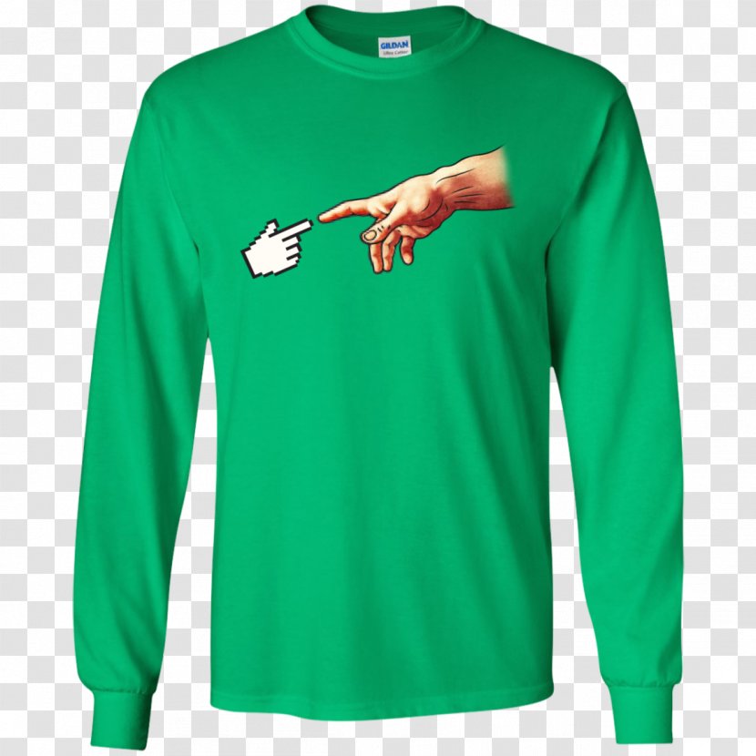 Long-sleeved T-shirt Hoodie - Green - Creation Of Adam Transparent PNG