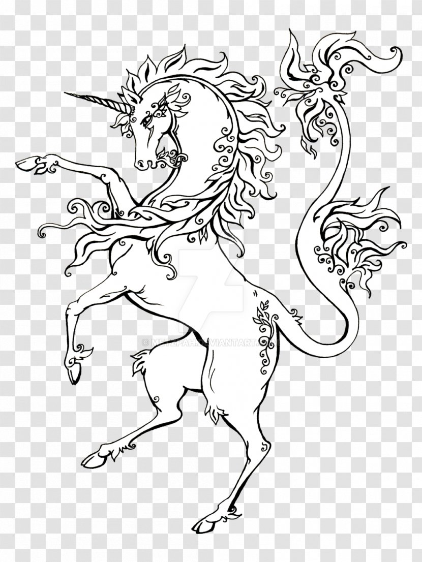 Line Art Drawing Unicorn Heraldry - Fictional Character Transparent PNG