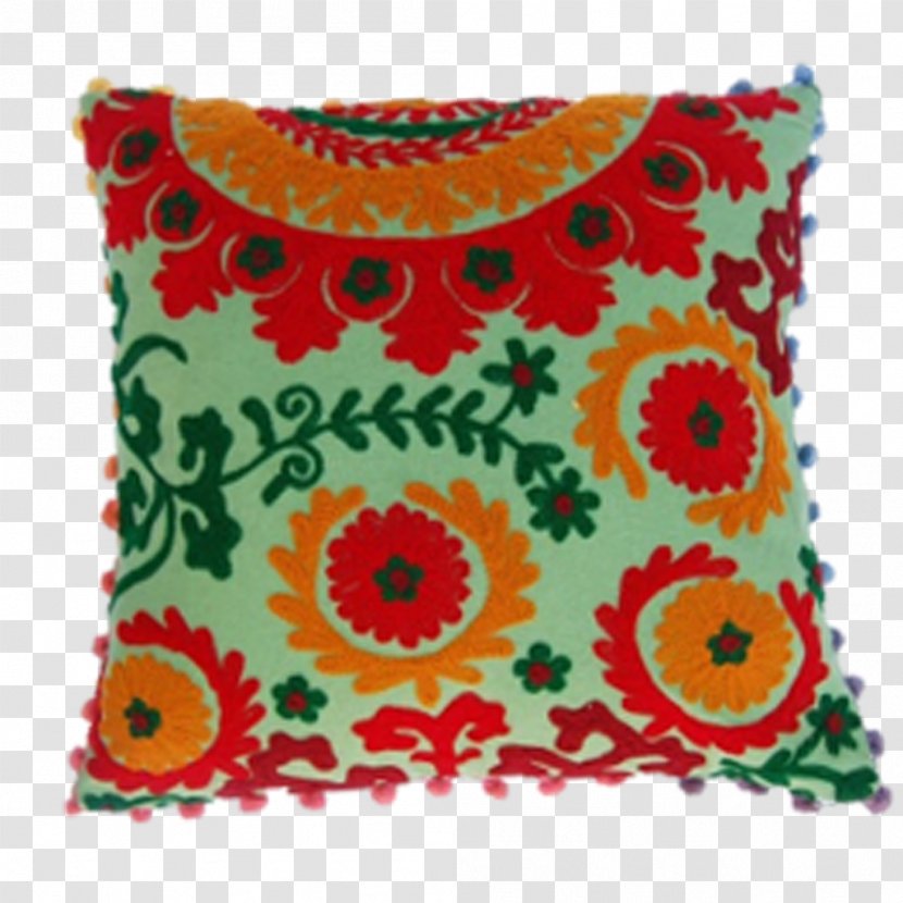 Throw Pillows Cushion Suzani Embroidery - Orange - Retro Kraft Paper Title Box Transparent PNG