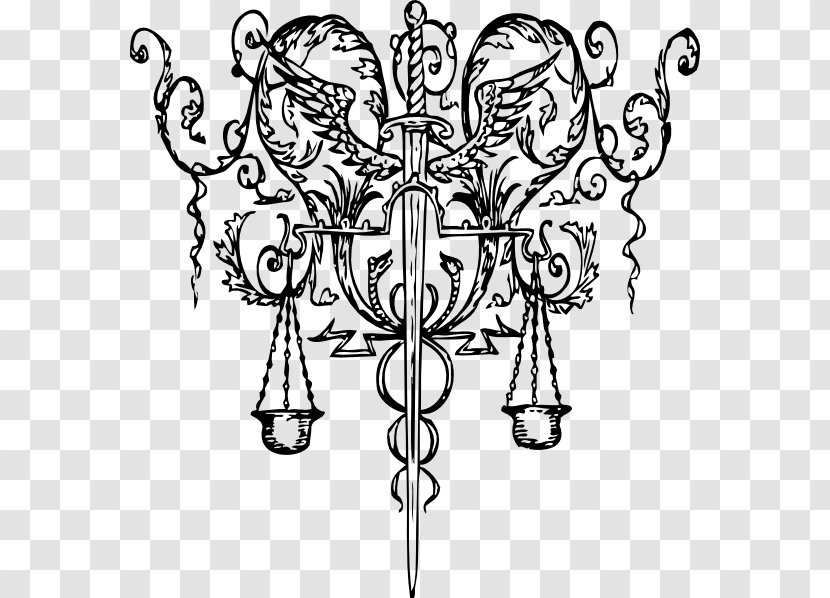 Tattoo Lady Justice Sword Clip Art - Monochrome - Blind Transparent PNG