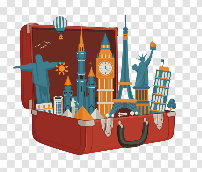 Red Suitcase Monuments - Tourism - Illustration Transparent PNG