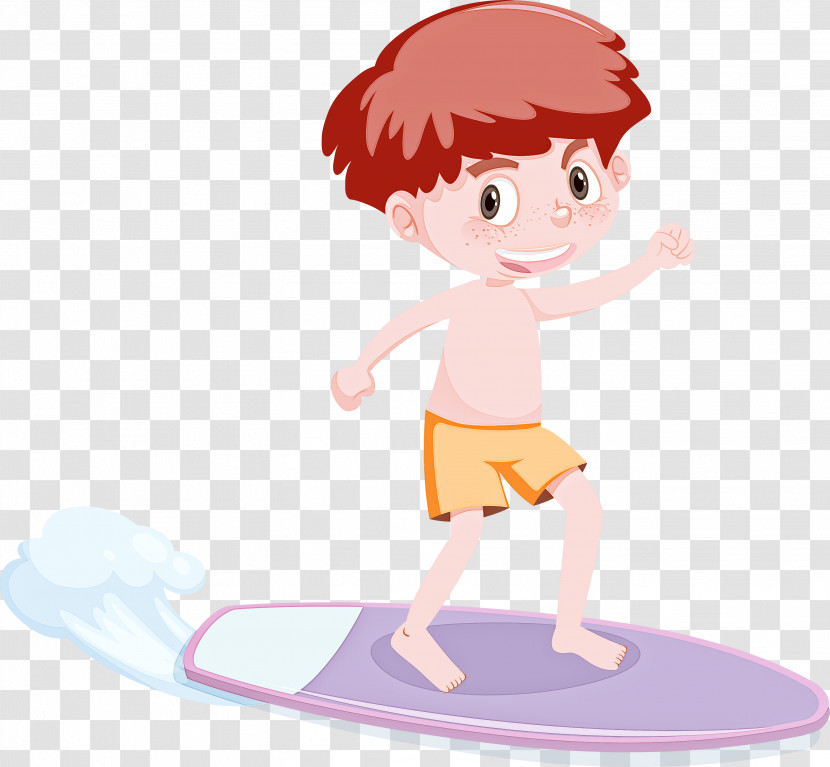 Cartoon Pink Surfing Play Child Transparent PNG