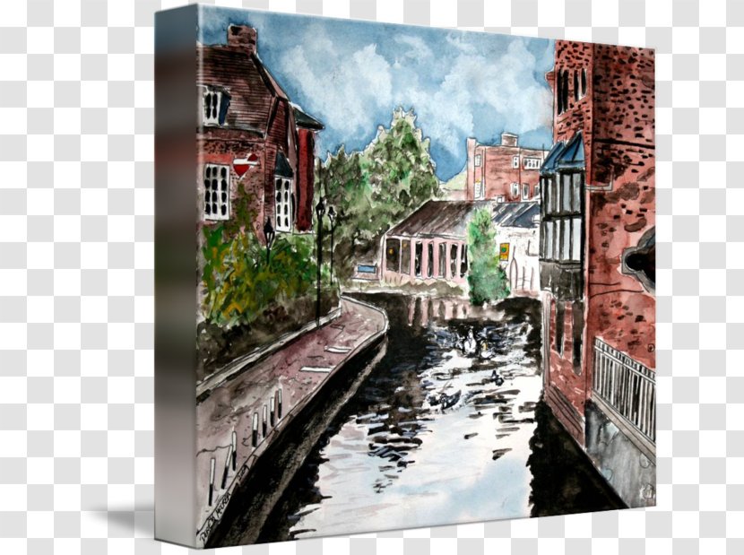 Watercolor Painting Canal Cityscape Gallery Wrap - Water - River WaterColor Transparent PNG