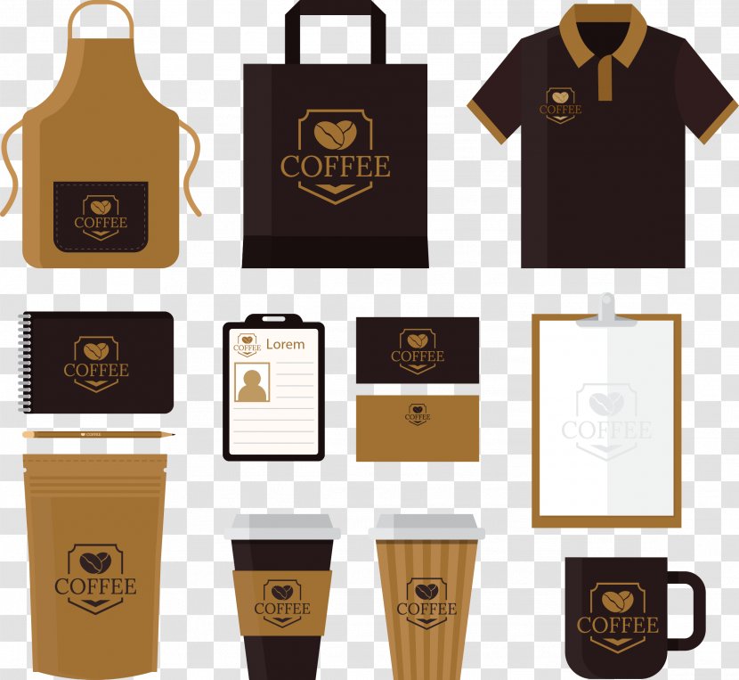 Coffee Cafe Advertising Corporate Identity - Sleeve - Vector Hand-painted VI Transparent PNG