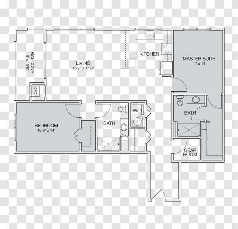 Floor Plan Apartment Bedroom Greenbelt - Bed Transparent PNG