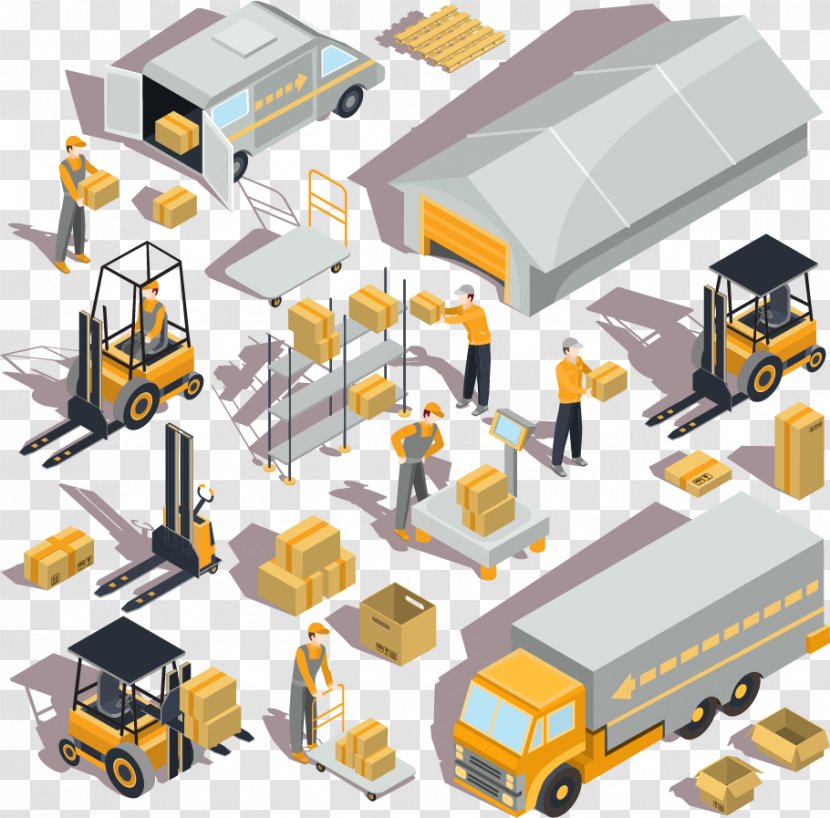 Warehouse Logistics Forklift Isometric Projection - Cargo Transparent PNG
