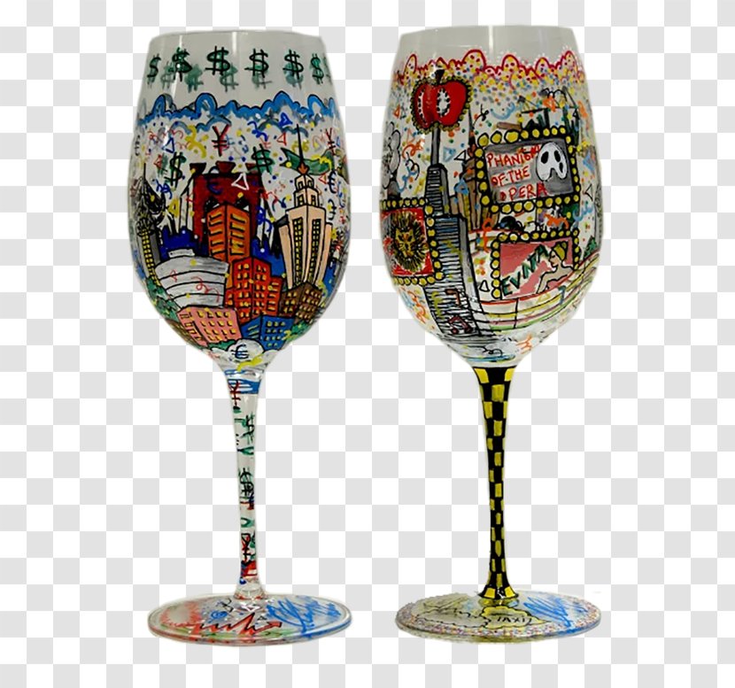 New York City Wine Glass Stemware Painting - Hand Painted Transparent PNG