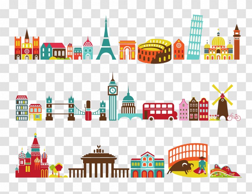 Royalty-free Tourism Travel Clip Art - Colored Buildings Landmarks Transparent PNG