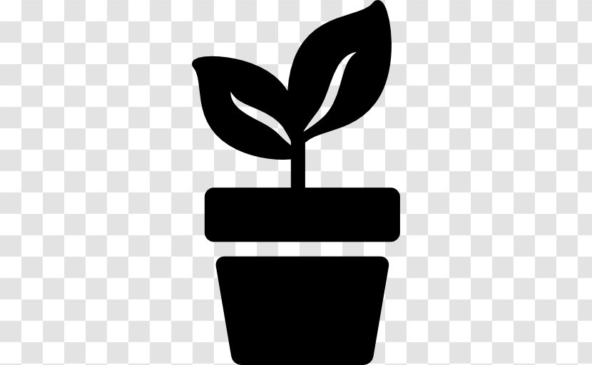 Flowerpot Garden Houseplant - Black And White Transparent PNG