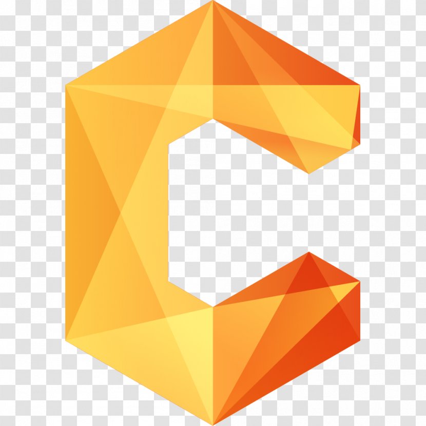 Origami Letter Geometry Yellow - Orange - Creative Diamond Geometric Stitching C Transparent PNG